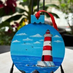 Hand painted lighthouse wall hanging landscape art