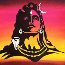 Abstract hand-painted Shiva wall art on canvas