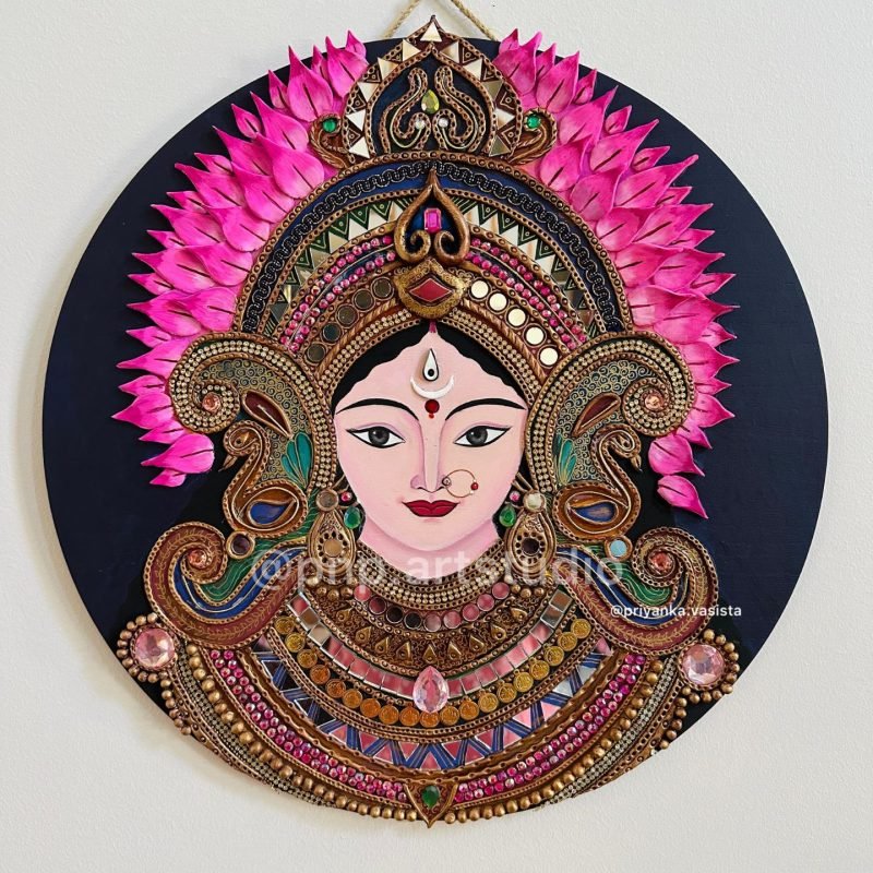 Hand-painted Goddess Lakshmi artwork for devotional decor