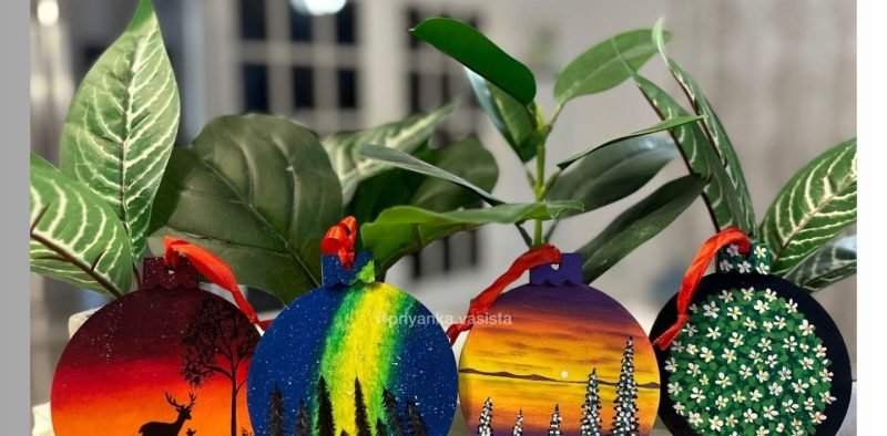 hand-painted wooden holiday ornaments for Christmas decor